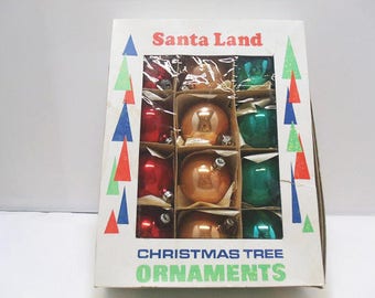 Santa Land Ornaments / Multi Colored Mercury Glass Christmas Ornaments / Poland Ornaments