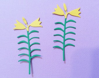 6 Easter Lilies, Handmade, Sizzix, Green, Yellow, Cards, Scrapbooking,