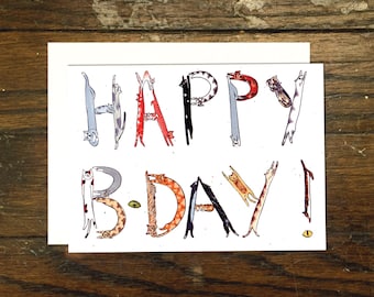 Cat Lettered Birthday Greeting Card