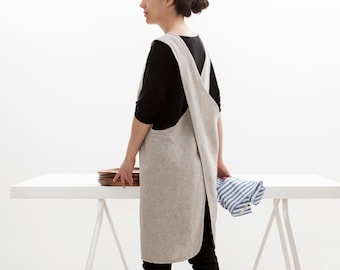 FREE Shipping! Crisscrossed Japanese 100% Linen Apron/Pinafore