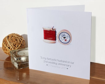 2nd wedding cotton anniversary card - personalised | two years married | Handmade 2nd anniversary card | Personalised husband wife card gift
