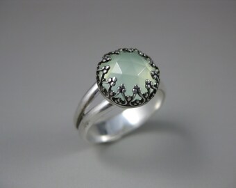 sea green chalcedony sterling silver gemstone ring, chalcedony ring, gemstone ring, green ring, cocktail ring, statement ring