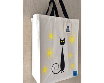 Oops I Smudged it Again, Black Cat, Canvas Bag, Reusable Grocery Bag, Siamese Cat, Eco Friendly Bag, Reusable Bag, Shopping Bag