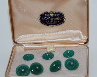 1940s-'50s era Formal Diamond Tuxedo Studs and Links Set -- Free US Shipping!