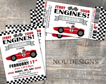 Race Car Nascar Birthday Invitation Card - Printable File