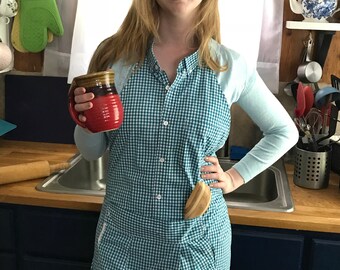 Lovely recycled gingham shirt apron One size