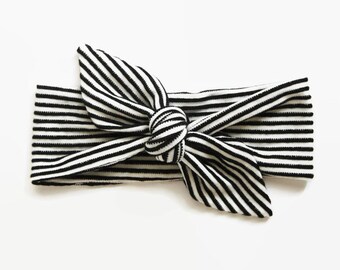 Top Knot Headband, Baby Headband, Baby Shower Gift, Toddler Headband, Baby Head Wrap, Monochrome Baby, Striped Headband, Knotted Headband