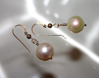 LARGE PEARL EARRINGS...12 mm Cultured Pearls...Real Pearls..