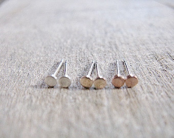 Rose Gold Sterling Silver Gold Fill Post Earrings 2.5mm