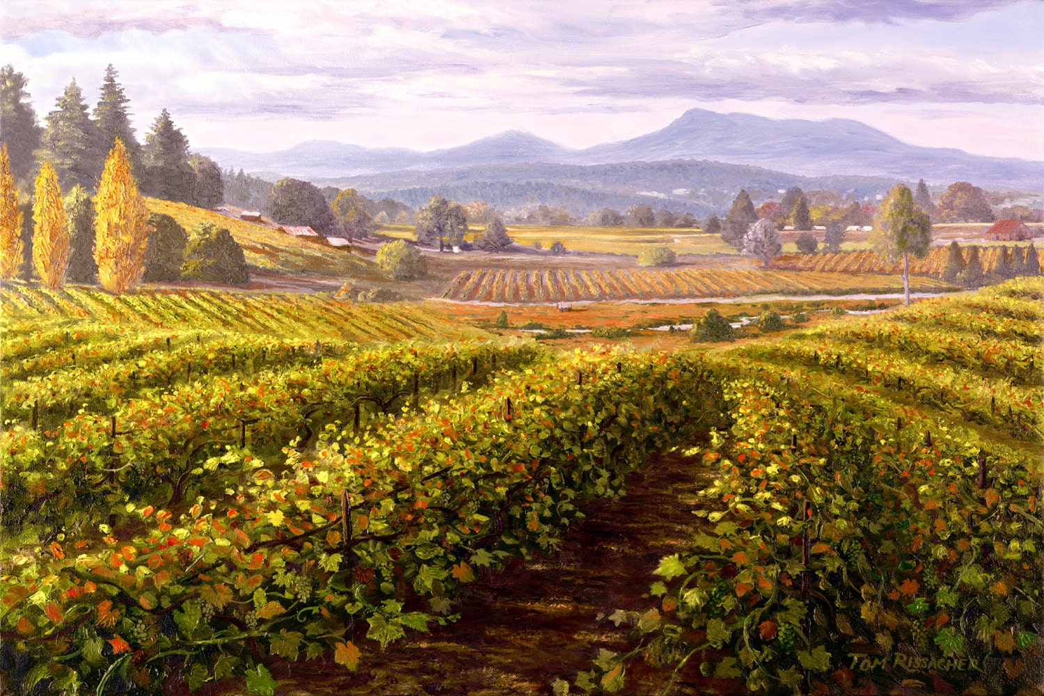 Art print on canvas or paper September Vineyards