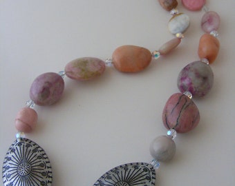 Multi Gemstone Necklace with Swarovski Crystals