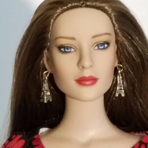 Parisian Chic Gold Eiffel Tower Earring for 16 Inch Dolls Like Ellowyne, Tonner Tyler and Miette
