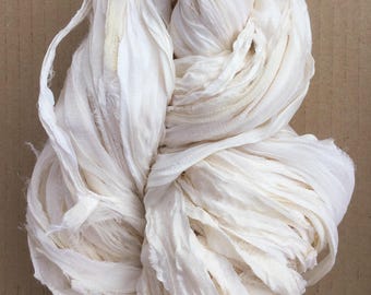 Sari Silk Chiffon Ribbon, Silk Ribbon, Silk Chiffon Ribbon, Pure Silk Ribbon, Undyed Sari Ribbon, Wide Silk Ribbon