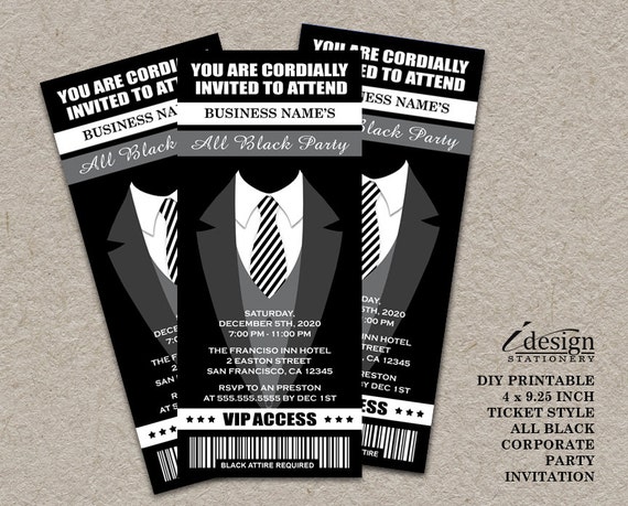 All Black Birthday Invitations 4