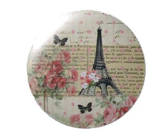 Set of 2 cabochon 18mm round glass Eiffel Tower