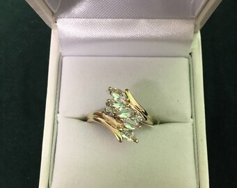 10k yellow gold white sapphire ring