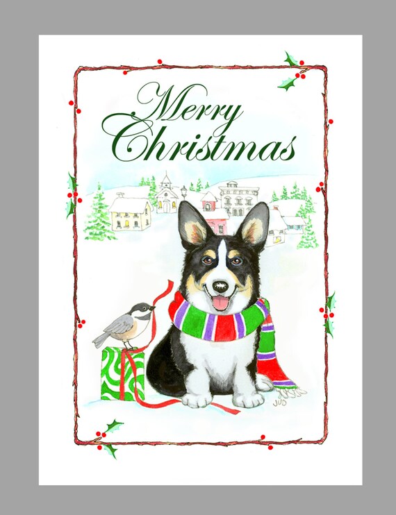 Pembroke Welsh Christmas Cards Box of 16 Cards with 16