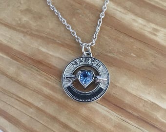 March birthstone necklace, aquamarine birthstone necklace, march necklace, aquamarine necklace, march pendant necklace