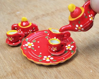 Miniature Tea Set,Miniature Coffee Set,Miniature Drink,Dollhouse Tea set, Miniature Tea Pot,Miniature Coffee,Tea Set,Coffee Set