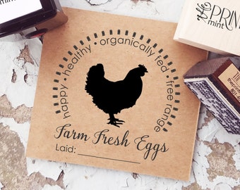 Chicken Stamp, Egg Stamp, Farm Fresh, Fresh Eggs Stamp, Farm Rubber Stamp, Self-Inking Animal Stamp, Egg Carton Stamp, Farm Logo CS-10267