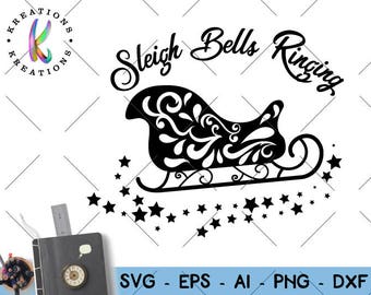 Sleigh Bells Ringing SVG Sleigh Flourishes ornaments christmas gift svg print decal Cut Files Cricut Silhouette Digital Vector SVG dxf Png