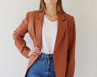 Rust Clay JACKET Orange BLAZER / Double Breasted Blazer / Size 8 10