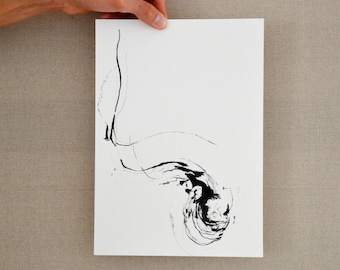 Original A4 Abstract ink drawing-forms,art,modern art,way,nature,wind,energy,movement,air,original ink drawing by Cristina Ripper