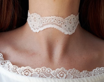 Choker necklace, necklace, white lace, wedding, special occasion