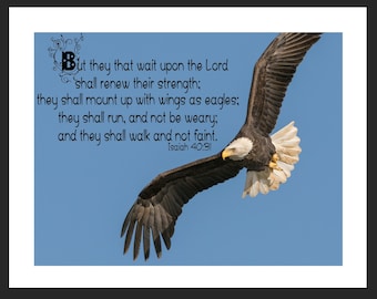 Eagle-Isaiah 40:31 Bible Verse Picture Matted