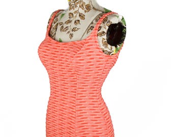 1960s Swimsuit // Orange Creamsicle Chenille Swimsuit by Jantzen