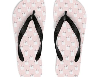 Pink Cat Flip Flops