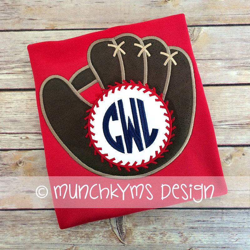 Baseball Glove Monogram Applique