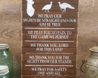 Hunter's Prayer, Primitive Country Painted Wall Sign, Hunting Sign, Housewarming Gift, Rustic Sign, Wall Art, Barnwood