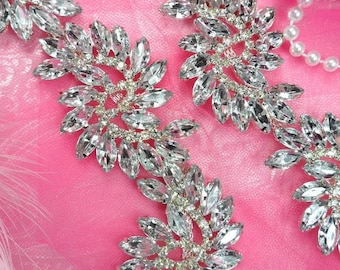 XR120 Pre-Cut By the Yard Marquise Swirl Crystal Rhinestone Trim Embellishment 1.75" (XR120-slcr)