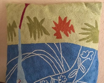 Hand Embroidered Pillow Cover