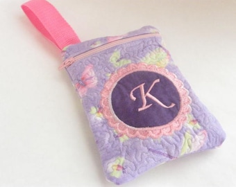 Girl's Small Clutch Bag Purse Quilted Monogrammed Custom Personalized Pink Purple