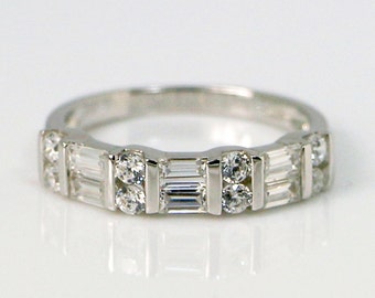 Sterling Silver CZ Band Ring, Anniversary Rings, Wedding Band, Stacking Ring, Promise Ring, cz diamond Band Ring, Eternity Ring