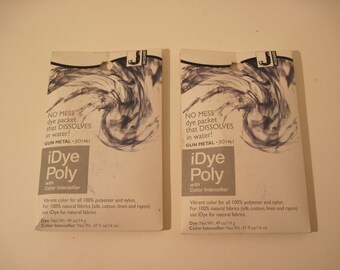 2 packs Gun Metal Gray fabric dye Jacquard iDye Poly 14g ea. for polyester nylon Powder Type lot L