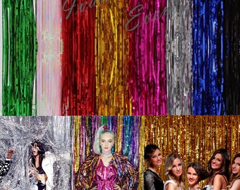 1m x 1m Metallic Foil Tinsel Curtain Party Backdrop Decor Event DecorationParty Fringe Backdrop