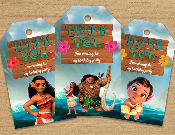 Moana Thank You Tags Moana Tags Moana Printable Tags Moana