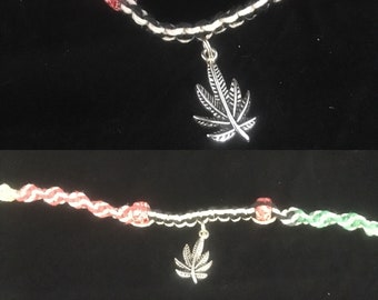 Rasta Hemp cannabis leaf Anklet