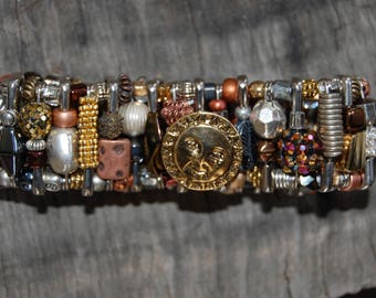 mixed metal safety pin bracelet