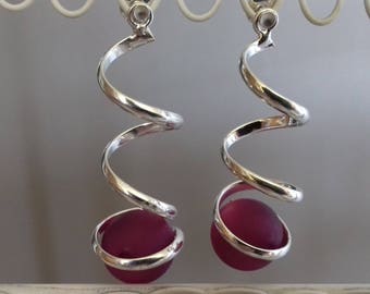 beautiful beaded and spiral earrings