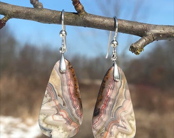 Crazy Lace Agate, sterling silver, earrings