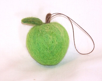 Christmas Ornament - Miniature Fruit Ornament - Needle Felted - Green Apple - Felt Christmas - Holiday Decoration - Christmas Gift