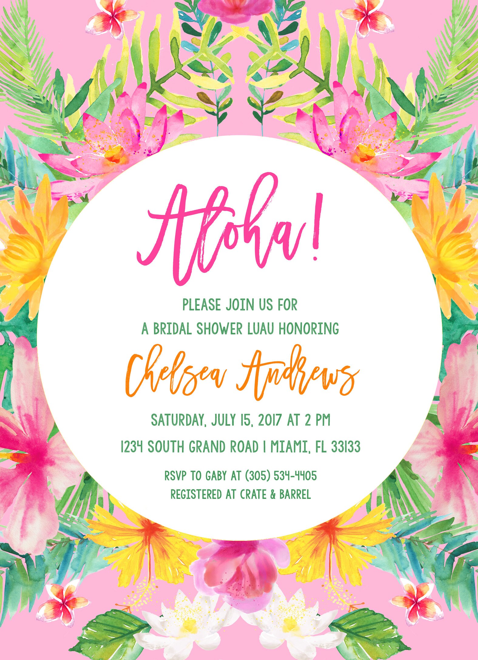 hawaiian bridal shower invitations