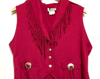 80s Vintage Western Style Fringe Knit Vest medium wt17852