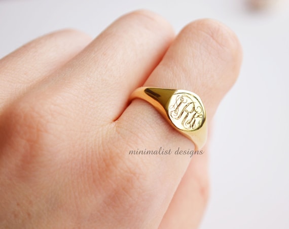 Sterling Silver Gold Signet Ring womens signet ring custom