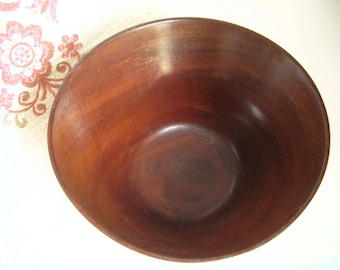 Turned Wood Salad Bowl, Solid Mahogany from Guatemala, Serving Bowl, Popcorn Bowl
