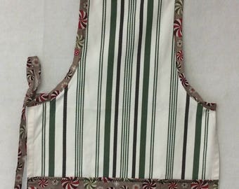 Apron, green stripe, peppermint candy